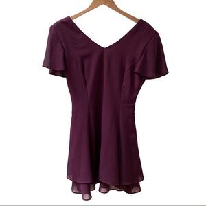 Vintage Long Paige Fluttery Mini Dress Purple